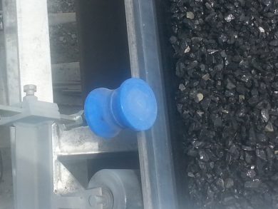 Conveyor belt tracking system, K-HD Polyurethane Side Guide Roller